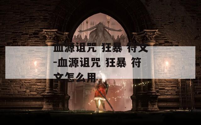 血源诅咒 狂暴 符文-血源诅咒 狂暴 符文怎么用
