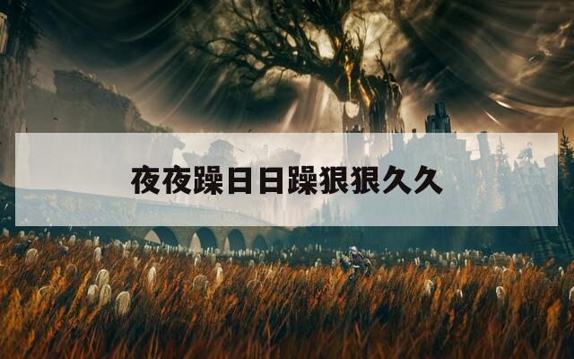 夜夜躁日日躁狠狠久久  第1张