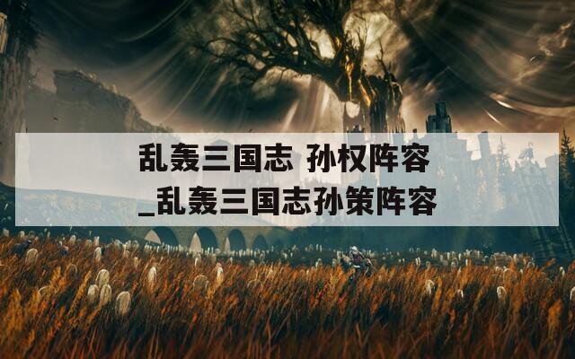 乱轰三国志 孙权阵容_乱轰三国志孙策阵容
