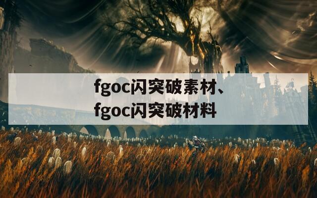 fgoc闪突破素材、fgoc闪突破材料