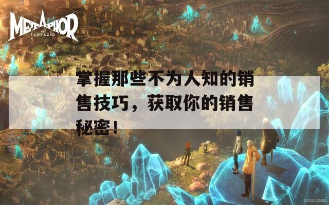 掌握那些不为人知的销售技巧，获取你的销售秘密！