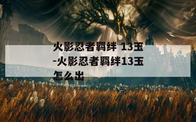 火影忍者羁绊 13玉-火影忍者羁绊13玉怎么出