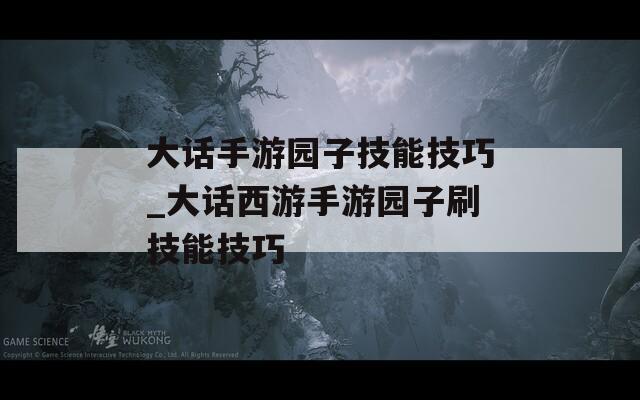 大话手游园子技能技巧_大话西游手游园子刷技能技巧  第1张