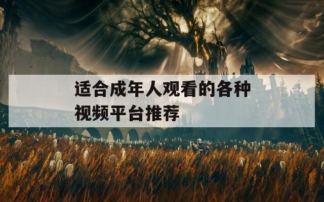 适合成年人观看的各种视频平台推荐