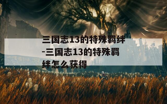 三国志13的特殊羁绊-三国志13的特殊羁绊怎么获得
