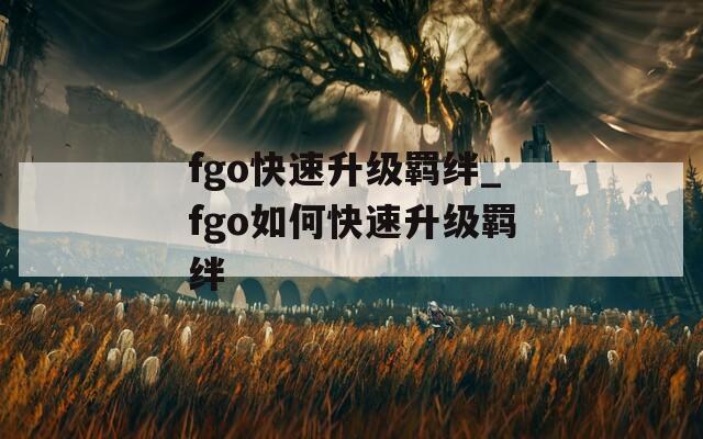 fgo快速升级羁绊_fgo如何快速升级羁绊