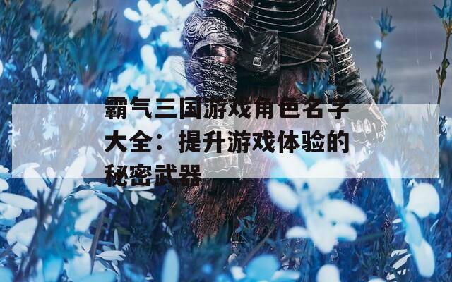 霸气三国游戏角色名字大全：提升游戏体验的秘密武器