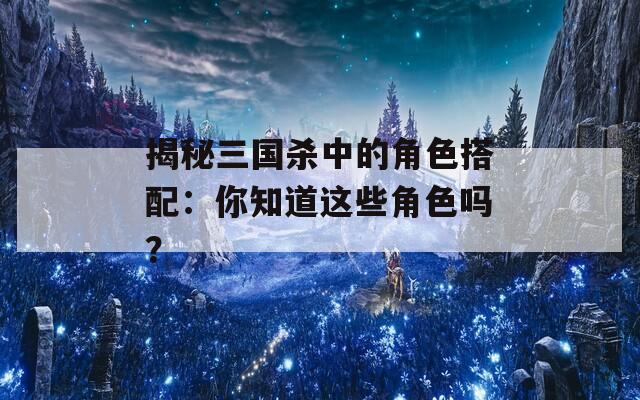 揭秘三国杀中的角色搭配：你知道这些角色吗？